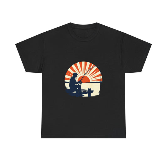 Minimalist Fishing Therapy Sunrise Graphic Tee