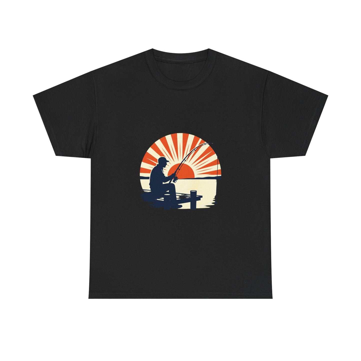 Minimalist Fishing Therapy Sunrise Graphic Tee