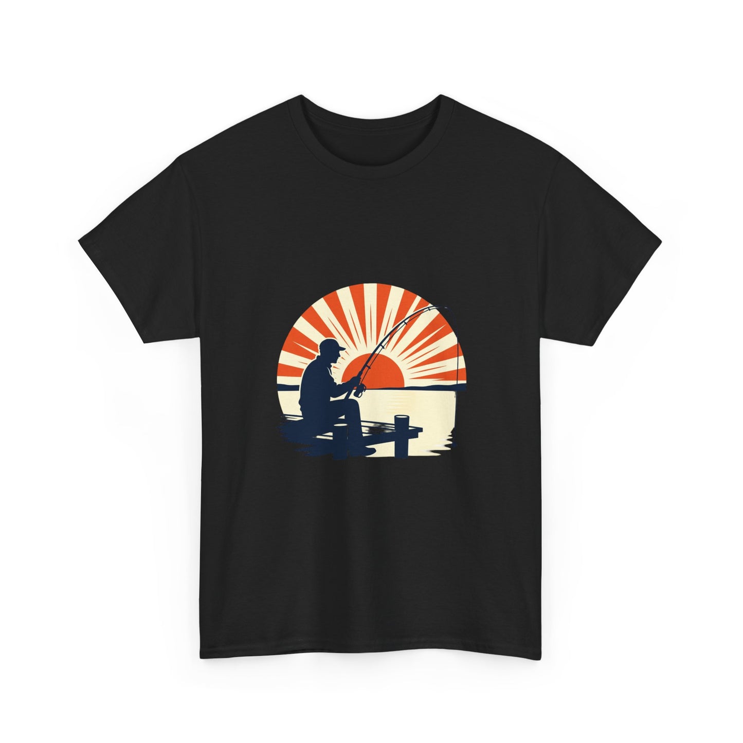 Minimalist Fishing Therapy Sunrise Graphic Tee