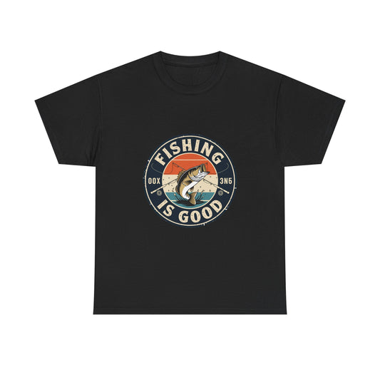 Vintage Fishing Is Good Badge T-Shirt