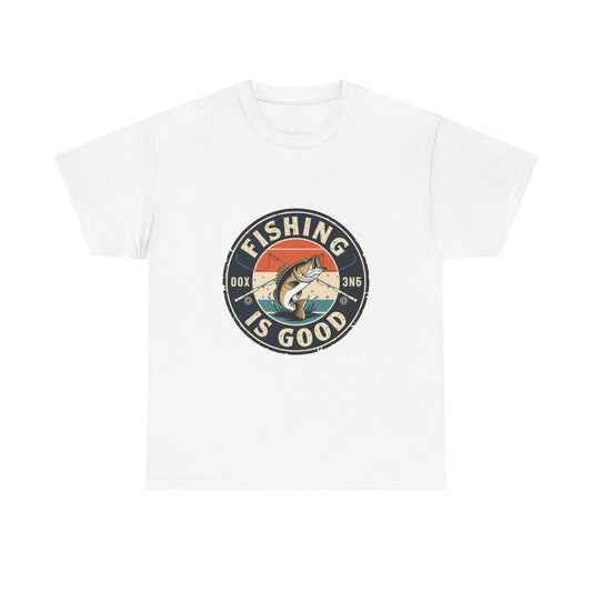 Vintage Fishing Is Good Badge T-Shirt