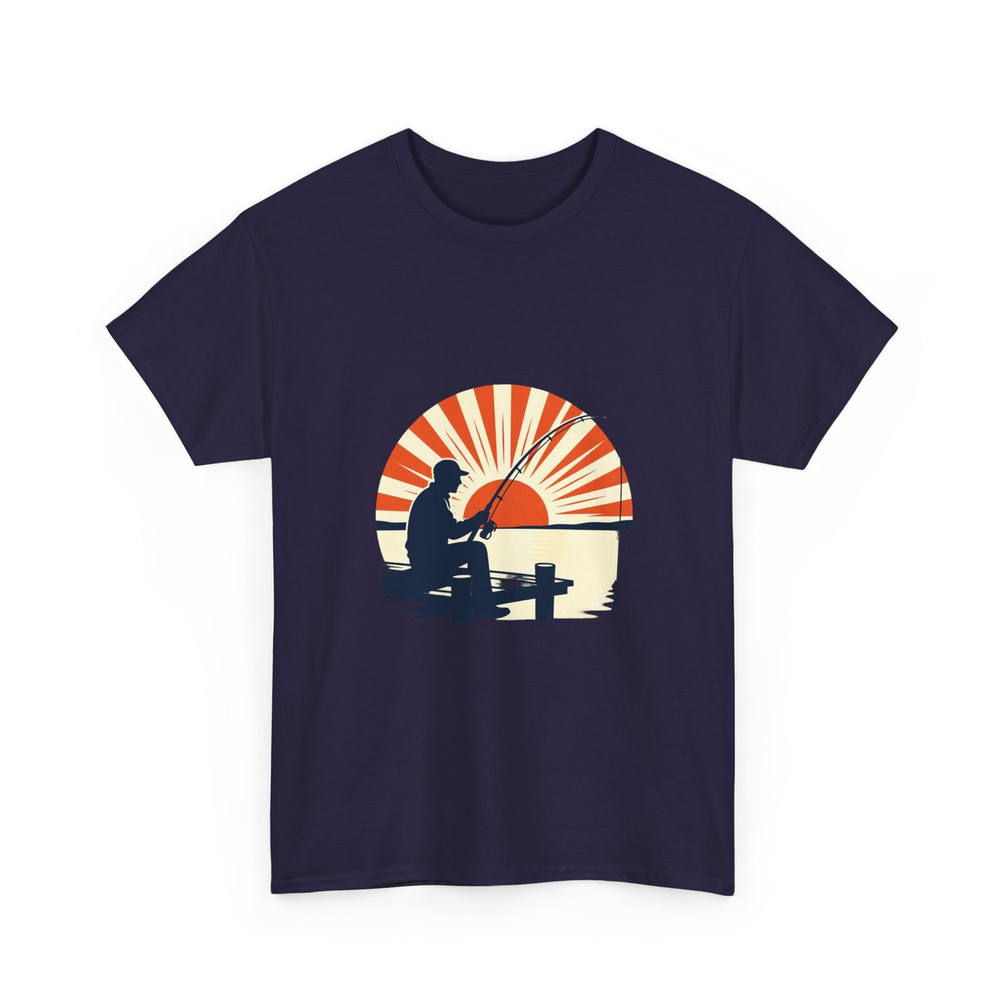 Minimalist Fishing Therapy Sunrise Graphic Tee