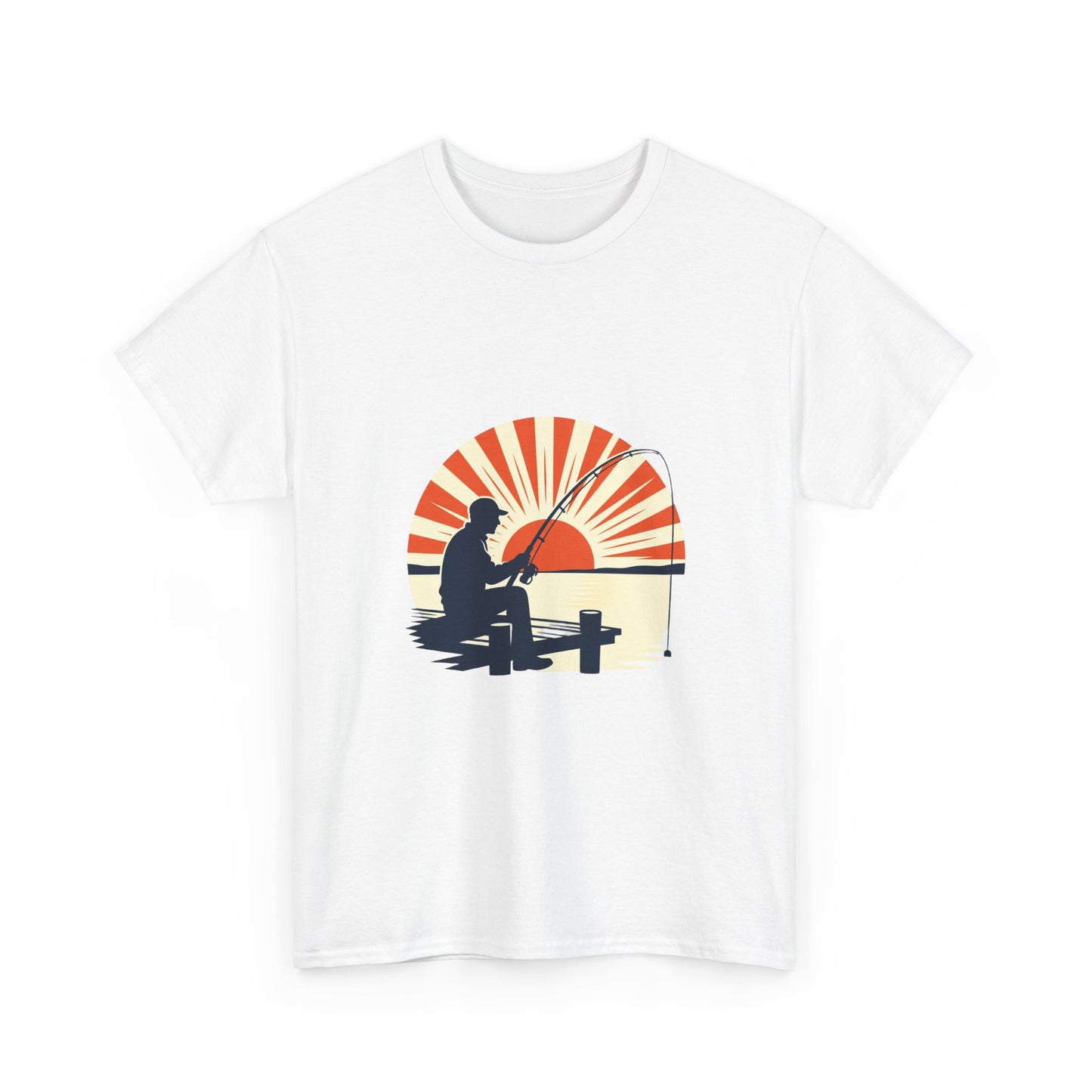 Minimalist Fishing Therapy Sunrise Graphic Tee