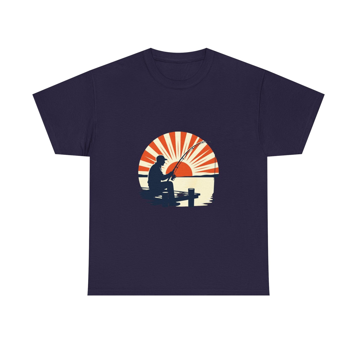 Minimalist Fishing Therapy Sunrise Graphic Tee