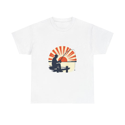 Minimalist Fishing Therapy Sunrise Graphic Tee